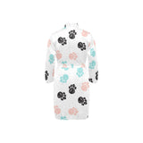 Dog Paws Pattern Print Design 04 Men's Long Sleeve Belted Night Robe