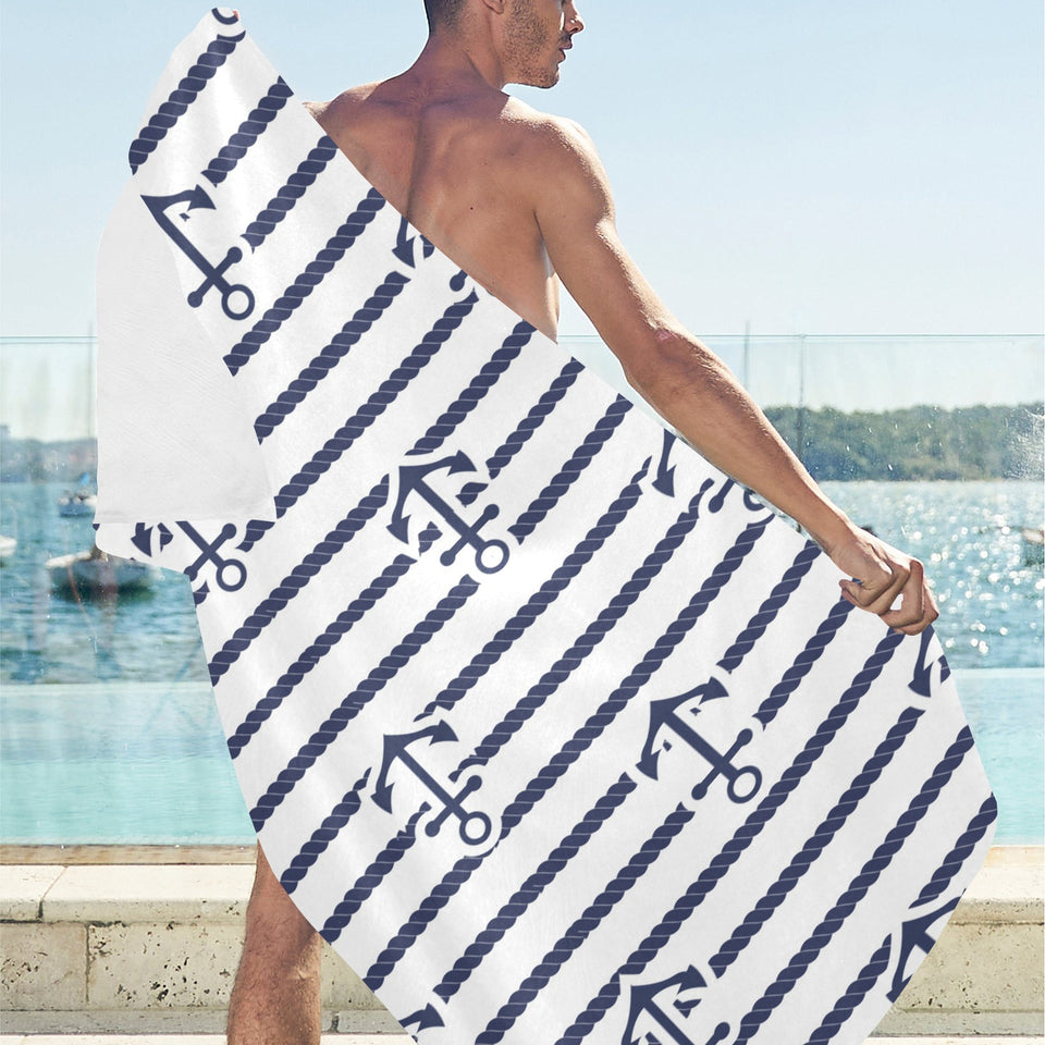 Anchor rope nautical pattern Beach Towel