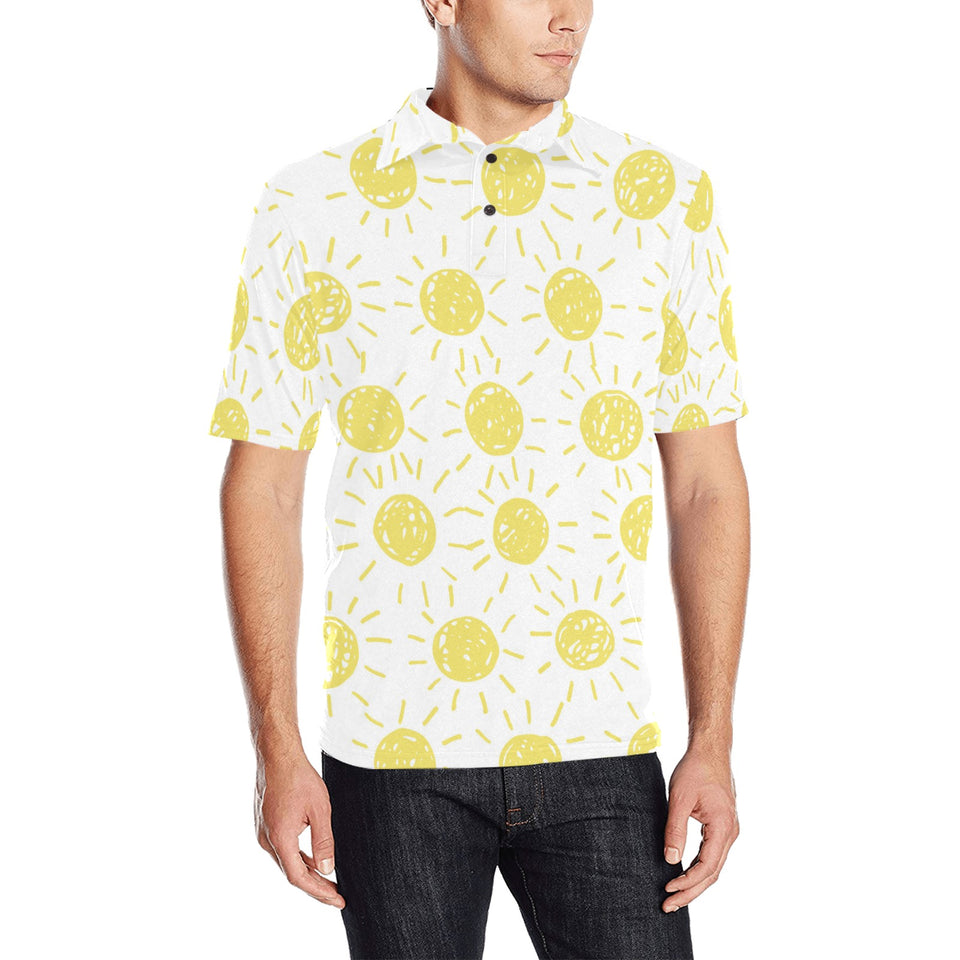 hand drawn sun pattern Men's All Over Print Polo Shirt