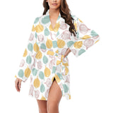colorful onions white background Women's Long Sleeve Belted Night Robe