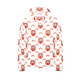 Daruma japanese wooden doll design pattern Kids' Boys' Girls' Padded Hooded Jacket