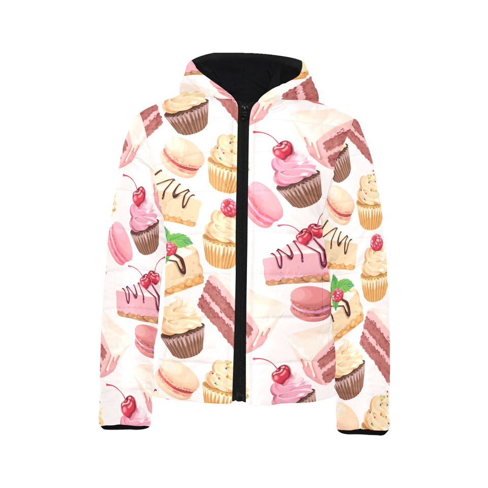 Cake cupcake sweets pattern Kids' Boys' Girls' Padded Hooded Jacket