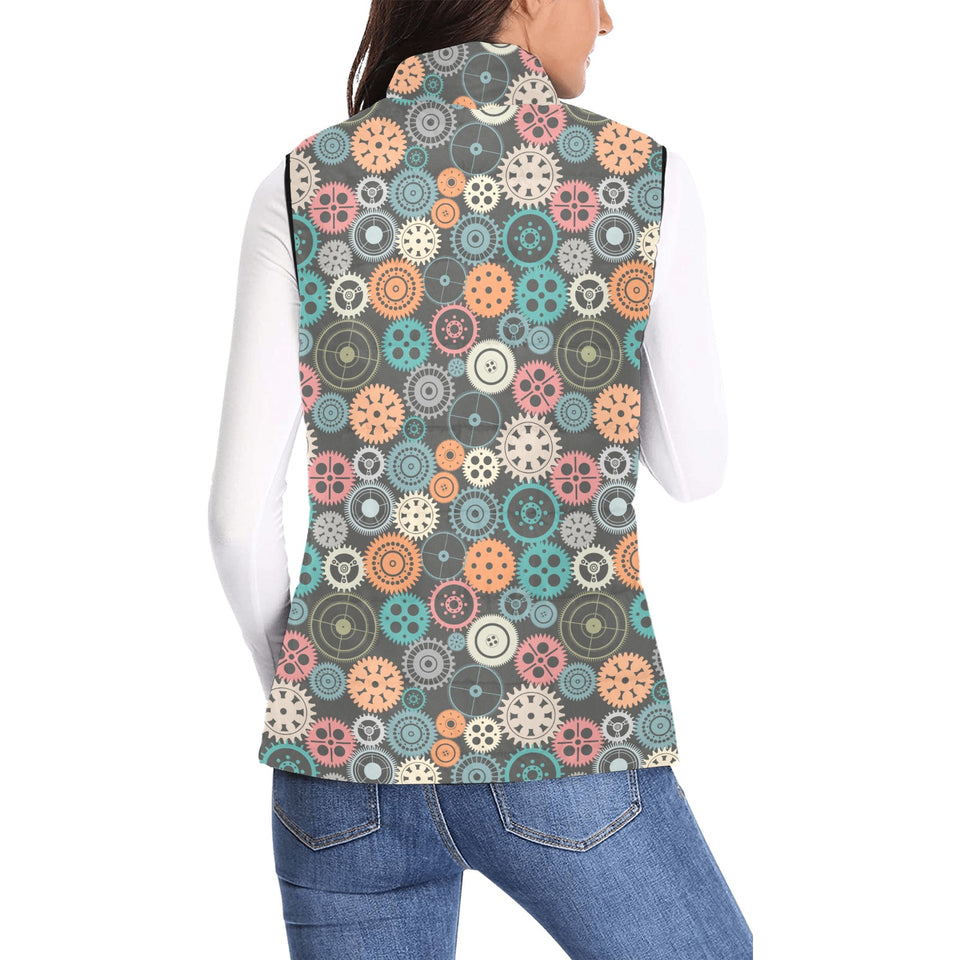 Gear Pattern Print Design 05 Women's Padded Vest