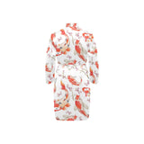 Watercolor Koi Fish Carp Fish pattern Men's Long Sleeve Belted Night Robe