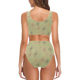 Camera Pattern Print Design 01 Chest Bowknot High Waisted Bikini Swimsuit