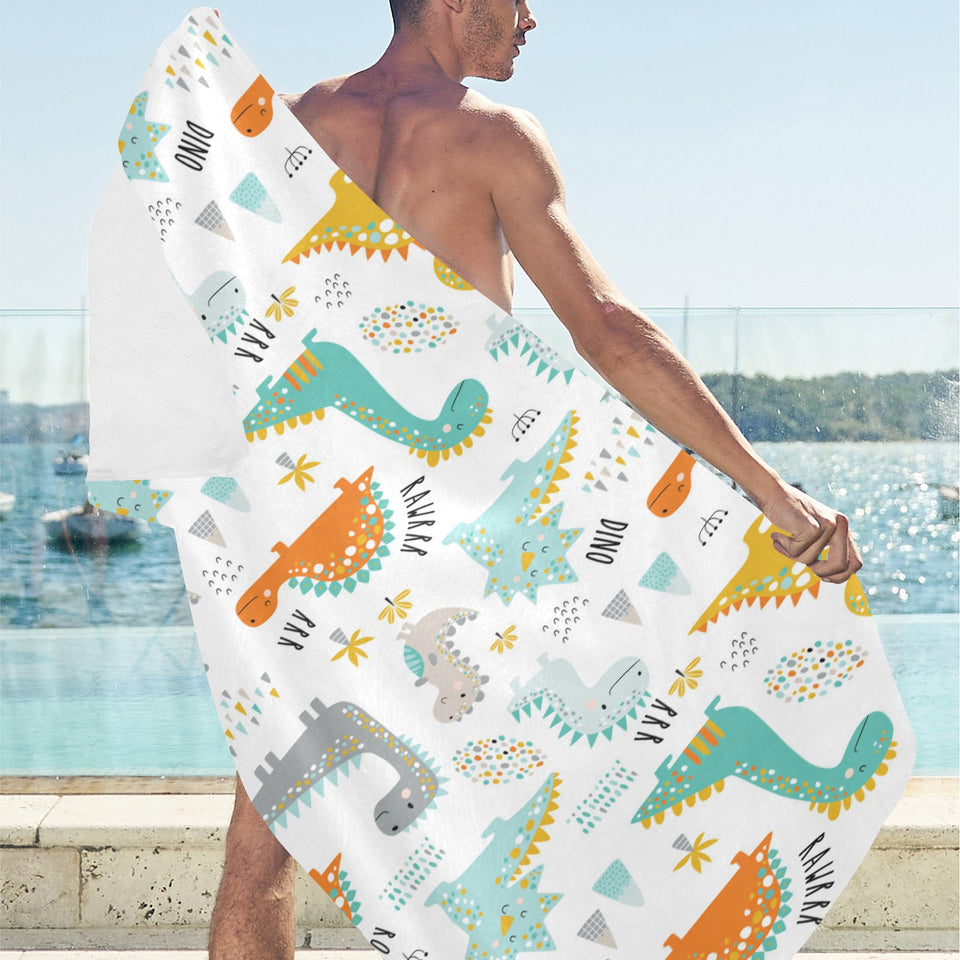 Cute funny kids dinosaurs pattern Beach Towel