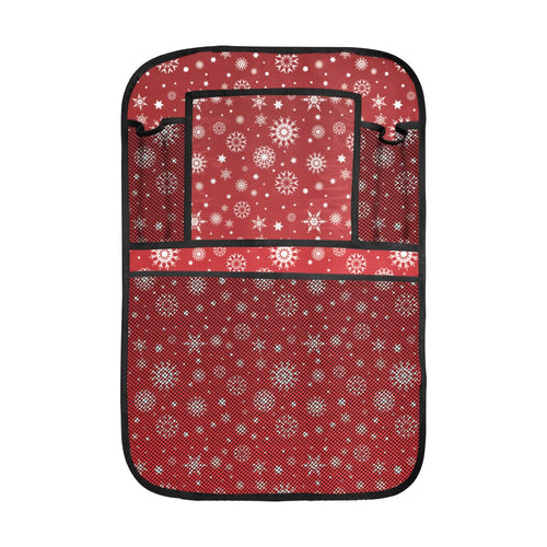 Snowflake pattern red background Car Seat Back Organizer