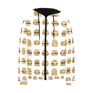 Hamburger Pattern Print Design 02 Men's Padded Hooded Jacket