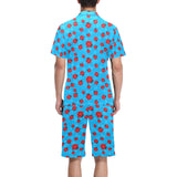 Ladybug Pattern Print Design 02 Men's V-Neck Short Pajama Set