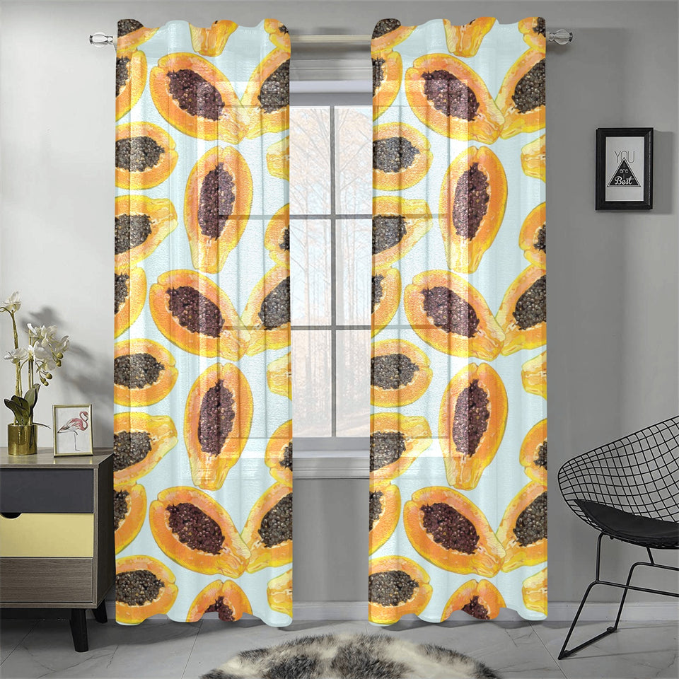 Watercolor papaya pattern Gauze Curtain