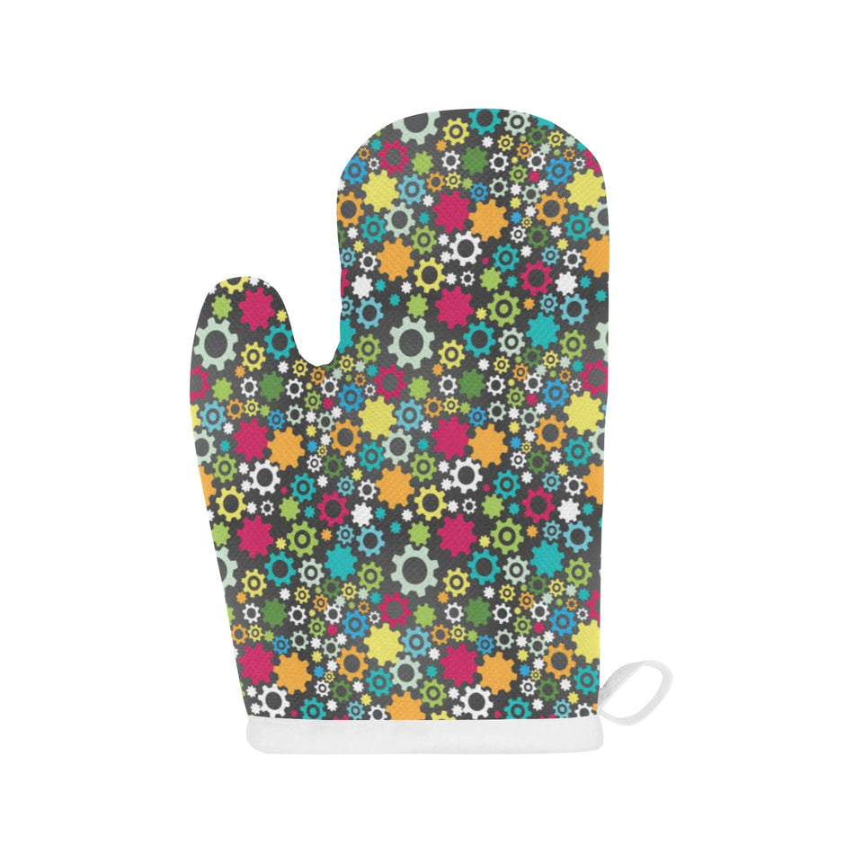 Gear Pattern Print Design 03 Heat Resistant Oven Mitts