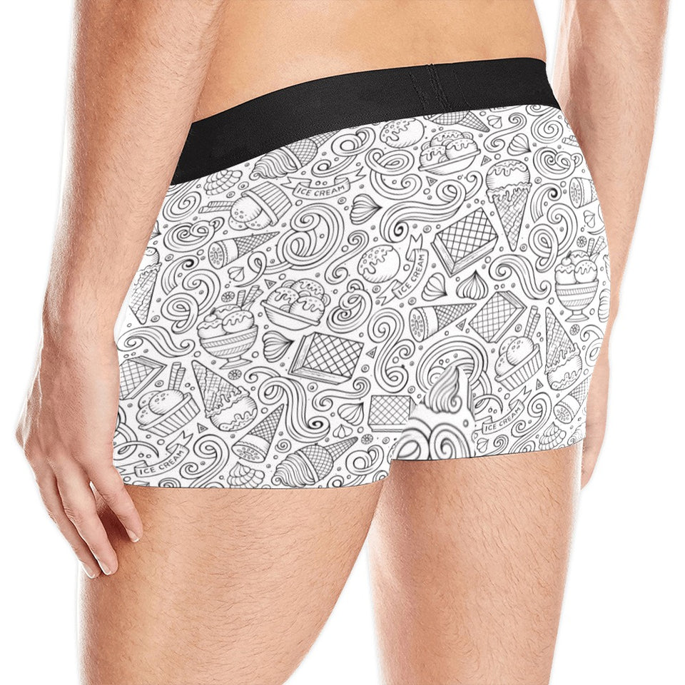 Cartoon hand drawn ice cream black white Men's All Over Print Boxer Briefs Men's Underwear