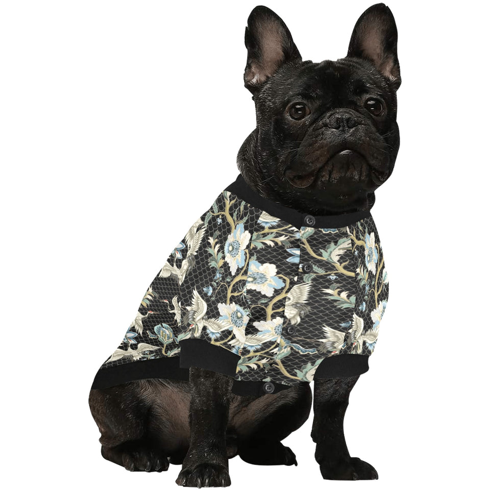 Japanese crane ornament elements All Over Print Pet Dog Round Neck Fuzzy Shirt