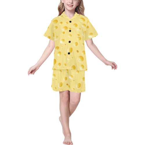 Cheese texture Kids' Boys' Girls' V-Neck Short Pajama Set