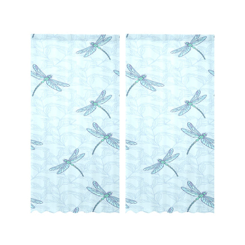 Dragonfly pattern blue background Gauze Curtain