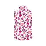 pink sketch tulip pattern Women's Padded Vest