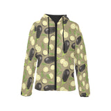 Eggplant Pattern Print Design 02 Women's Padded Hooded Jacket
