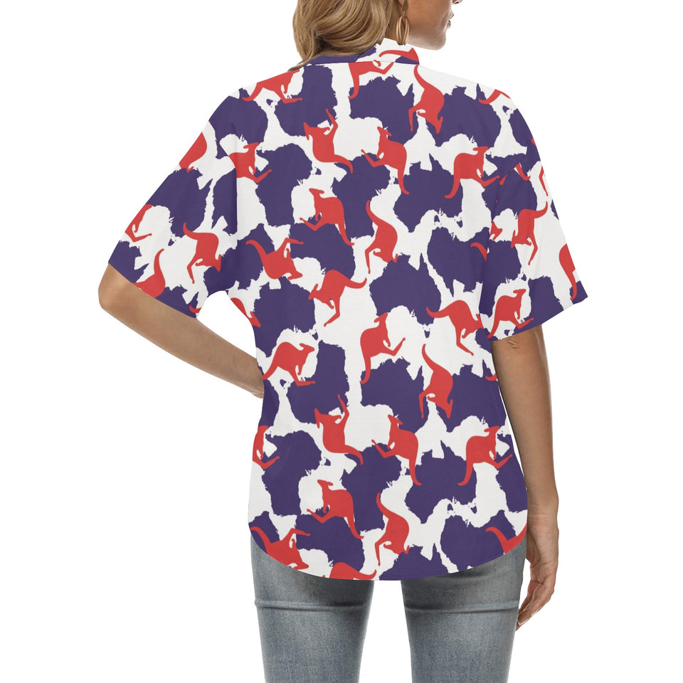Kangaroo Australian pattern Women's All Over Print Hawaiian Shirt