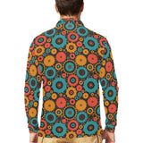 Gear Pattern Print Design 01 Men's Long Sleeve Polo Shirt