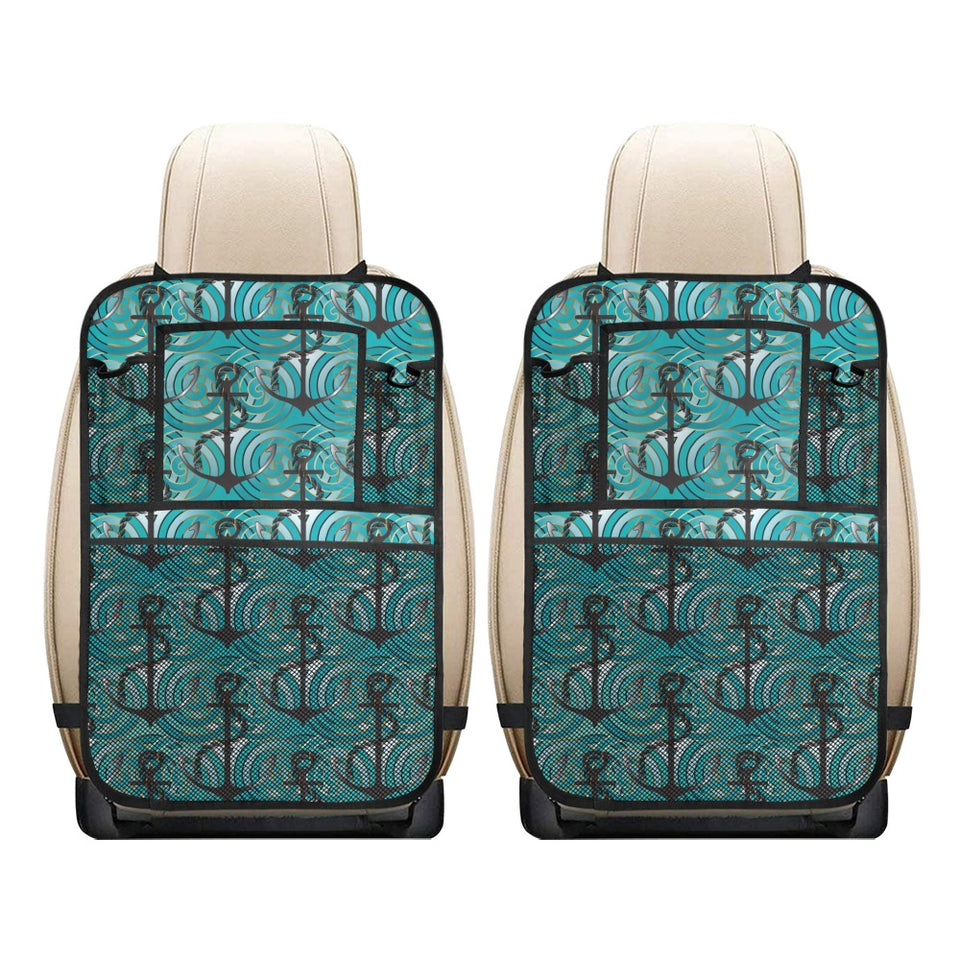 Anchor nautical green background Car Seat Back Organizer