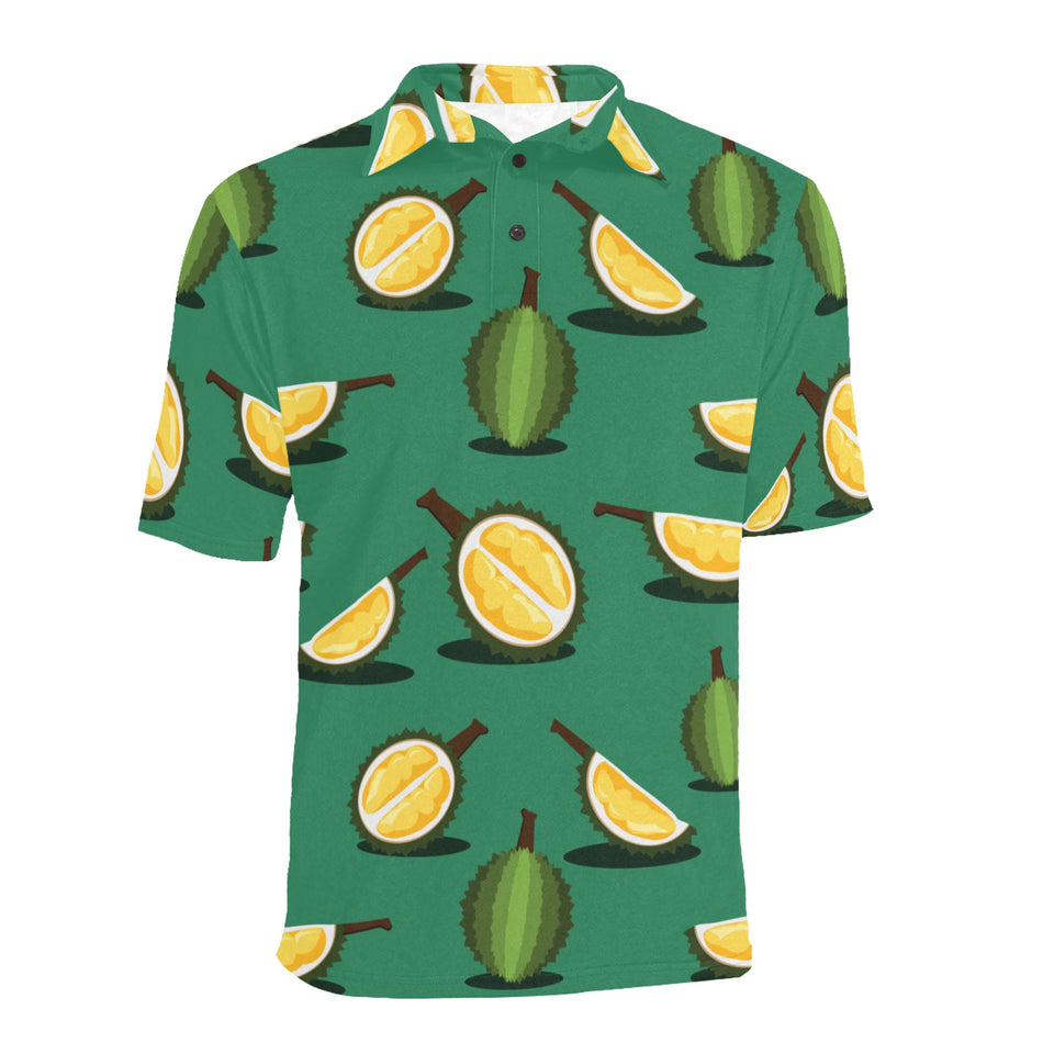 Durian pattern green background Men's All Over Print Polo Shirt