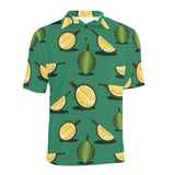 Durian pattern green background Men's All Over Print Polo Shirt
