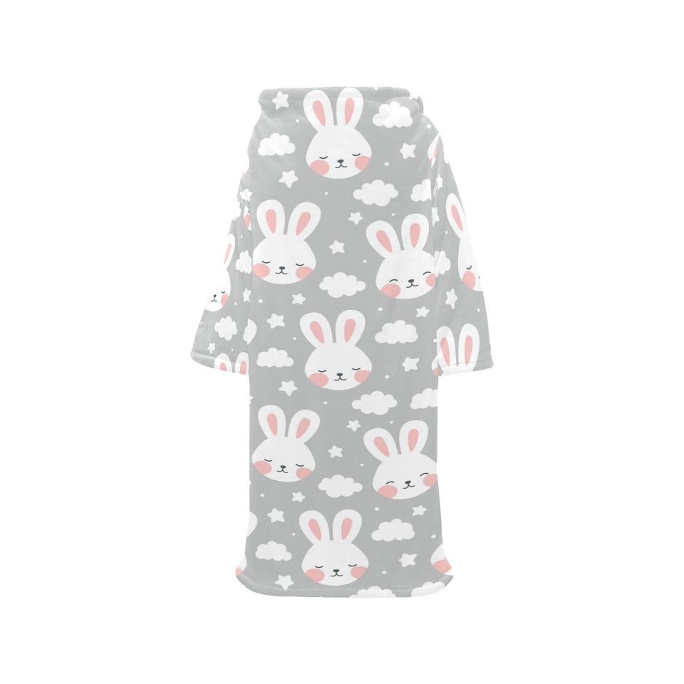 Rabbit cloud Pattern Blanket Robe with Sleeves