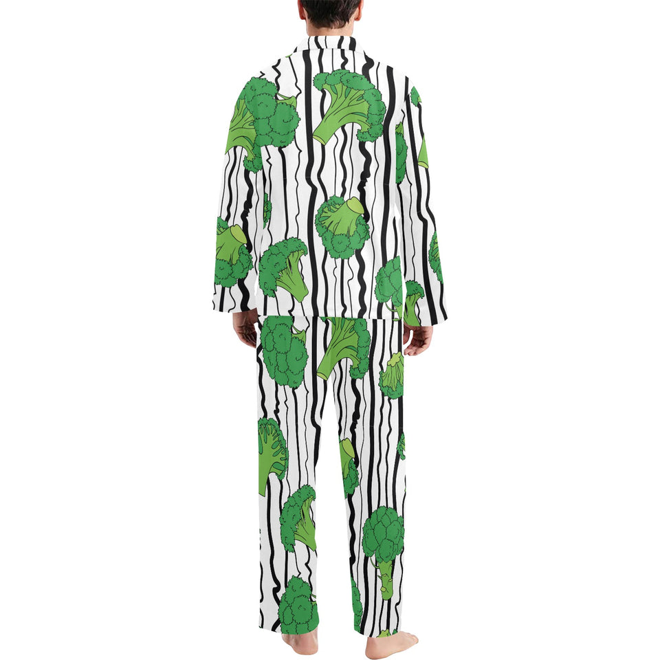 Cool Broccoli pattern Men's Long Pajama Set