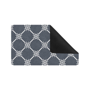 nautical steering wheel rope pattern Doormat