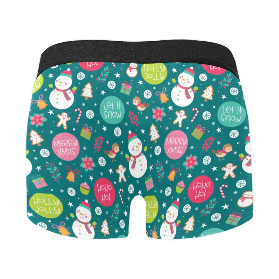 Snowman bird decorative elements christmas pattern Men's All Over Print Boxer Briefs Men's Underwear