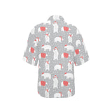 Cute polar bear christmas snow pattern Women's All Over Print Hawaiian Shirt