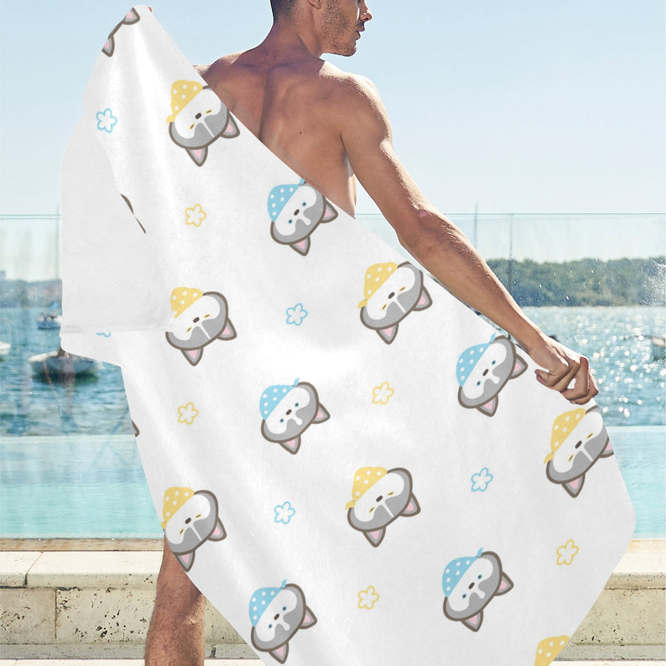 Cute Siberian Husky pattern Beach Towel