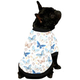 blue butterfly pattern All Over Print Pet Dog Round Neck Fuzzy Shirt