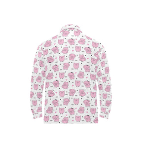 Pig Pattern Print Design 03 Men's Long Sleeve Polo Shirt