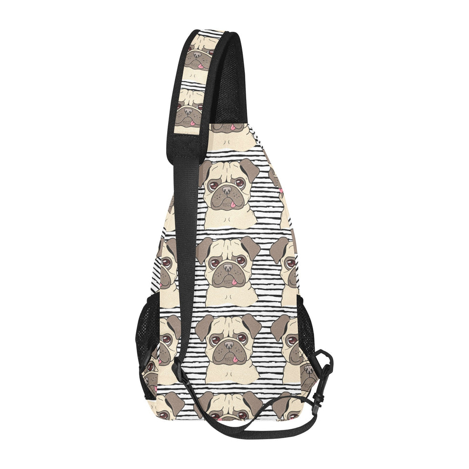 Happy pug pattern All Over Print Chest Bag