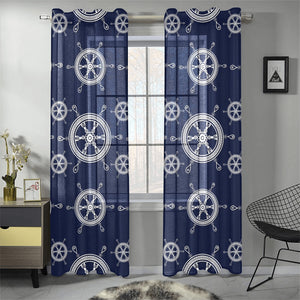 nautical steering wheel design pattern Gauze Curtain