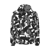 Crow illustration pattern Men's Padded Hooded Jacket