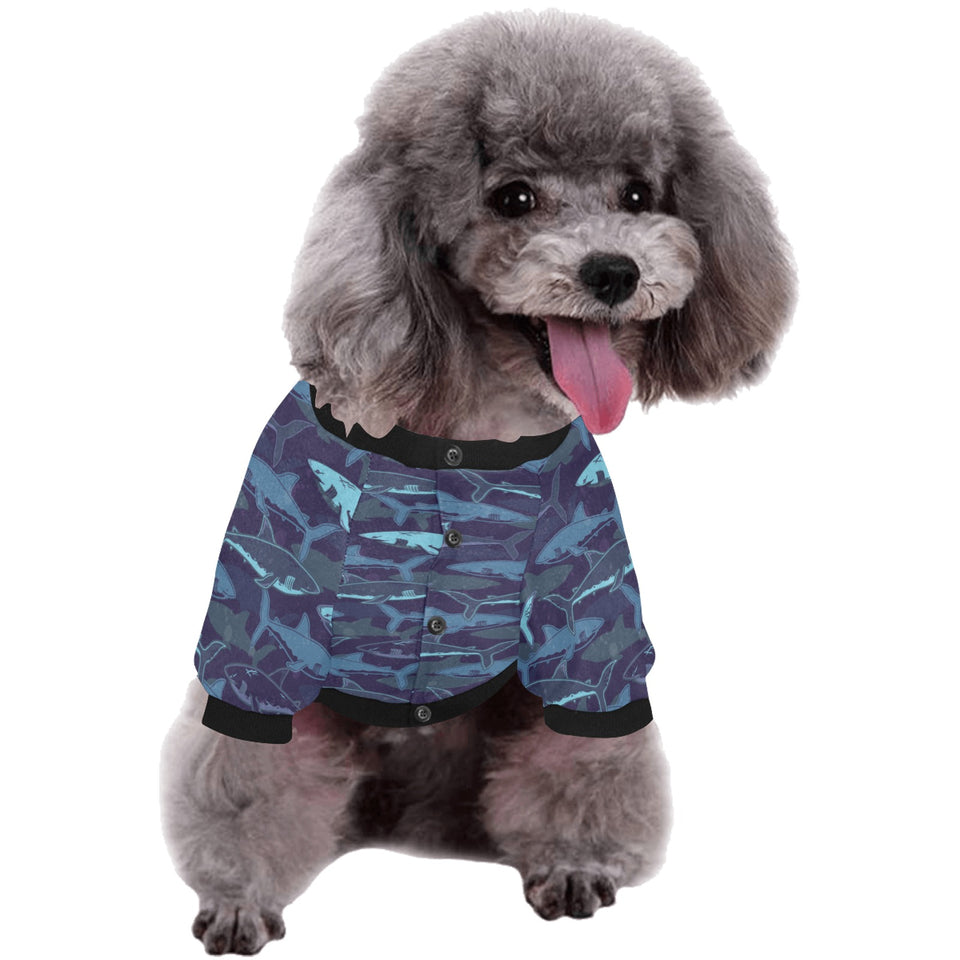 Shark pattern All Over Print Pet Dog Round Neck Fuzzy Shirt