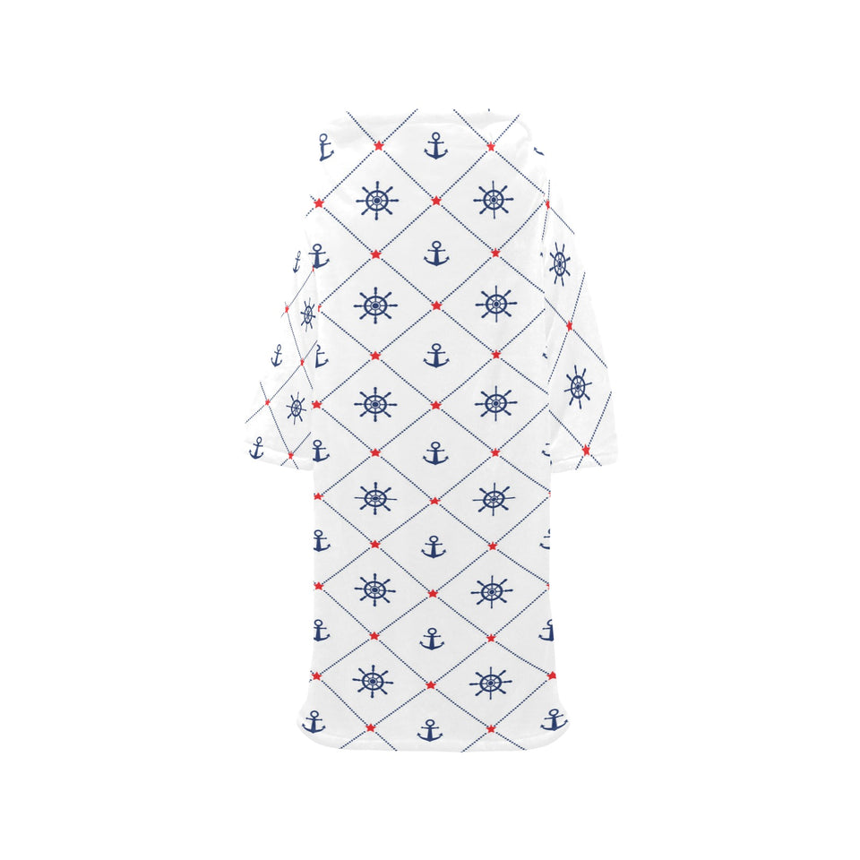 Anchor rudder nautical design pattern Blanket Robe with Sleeves