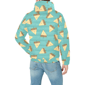 Sandwich Pattern Print Design 03 Men's Padded Hooded Jacket