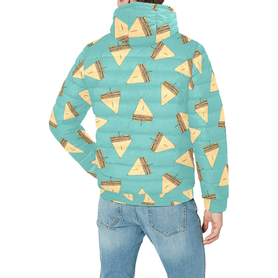 Sandwich Pattern Print Design 03 Men's Padded Hooded Jacket