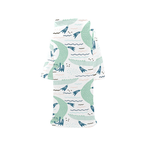 Crocodile diver pattern Blanket Robe with Sleeves