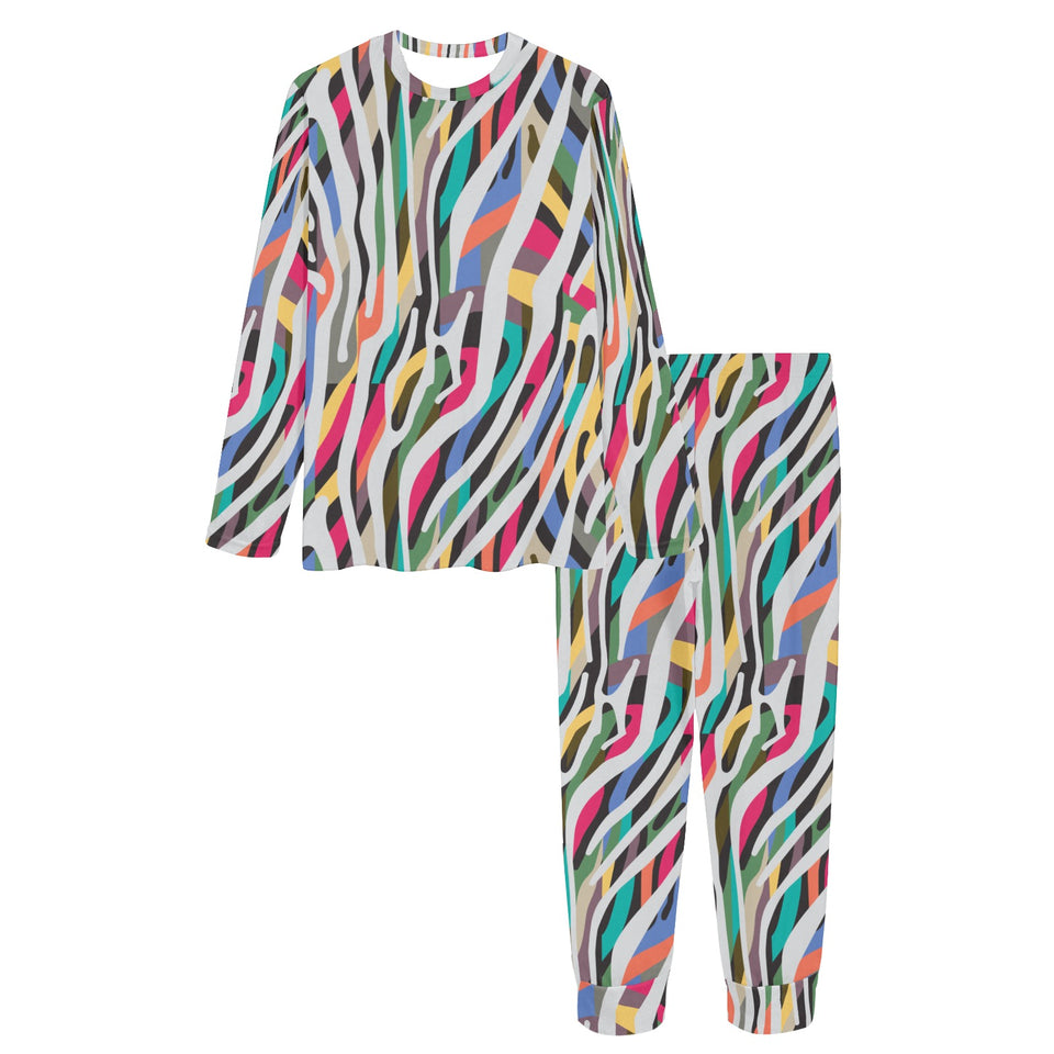 Colorful zebra skin pattern Women's All Over Print Pajama Set