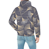 Gold ginkgo leaves Men's Padded Hooded Jacket