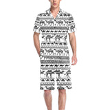 Camel polynesian tribal pattern Men's V-Neck Short Pajama Set