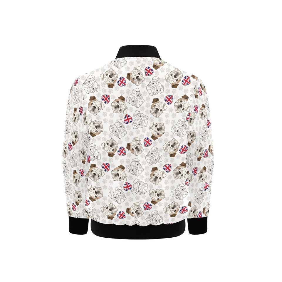 English Bulldog Pattern Print Design 01 Kids' Boys' Girls' Bomber Jacket