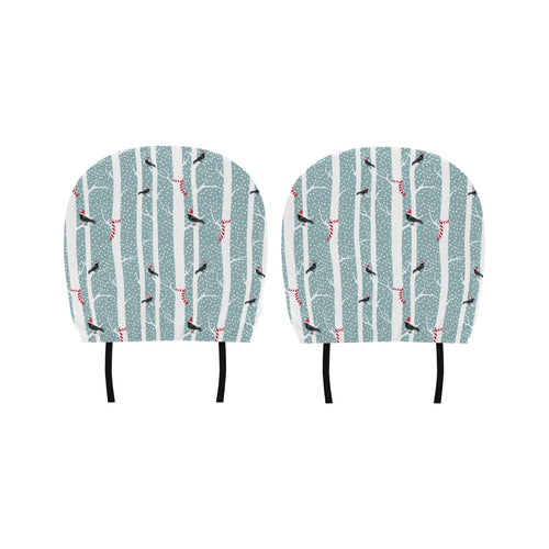 Crows christmas hat scarf Car Headrest Cover