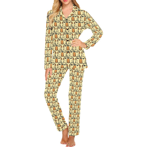 English Bulldog Pattern Print Design 02 Women's Long Pajama Set