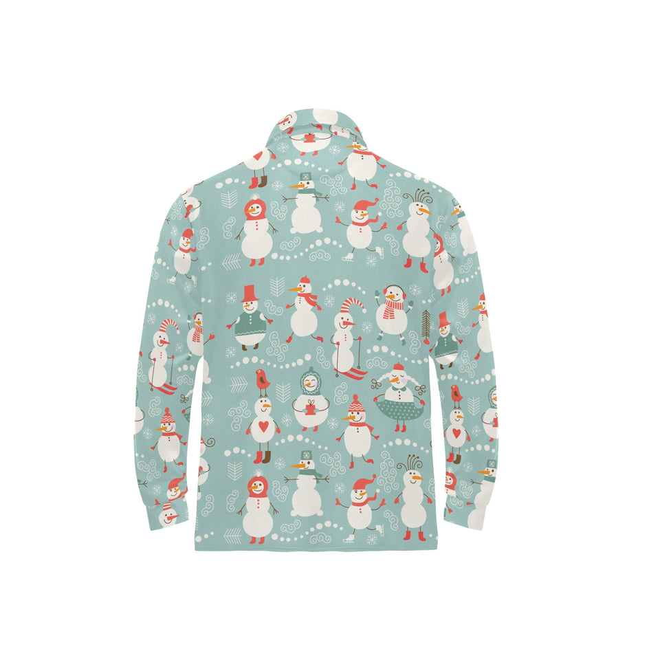 Cute snowman pattern Men's Long Sleeve Polo Shirt