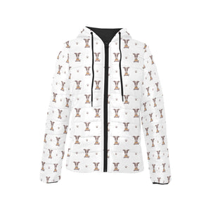 Greyhound Pattern Print Design 05 Women's Padded Hooded Jacket